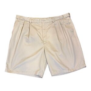 Roundtree & Yorke Men’s Classic Khaki Pleated Front Shorts Sz. 46 Chino Resort